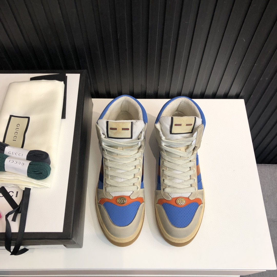 Gvc*1 Women’s Screener Distressed High Top Beige Blue For Women 563730