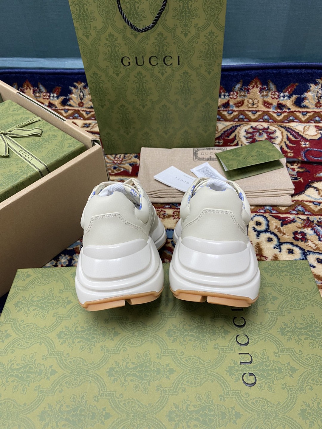 Gvc*1 Men’s Rhyton Sneakers With Glitter White Ivory For Men 524990 DRW00 9022