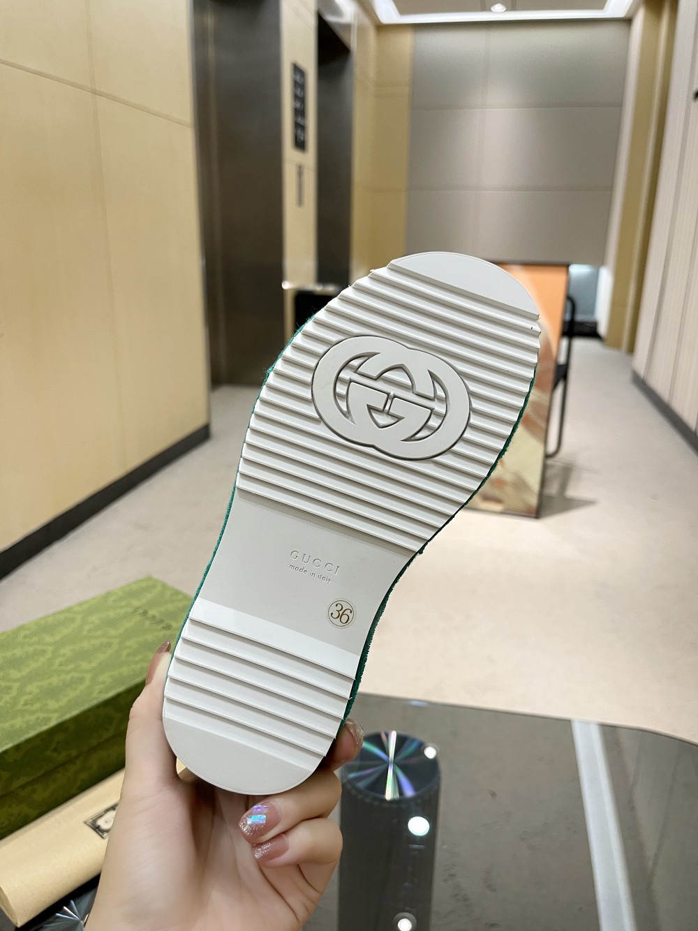 Gvc*1 Women’s GG Platform Sandal Dark Green For Women GG