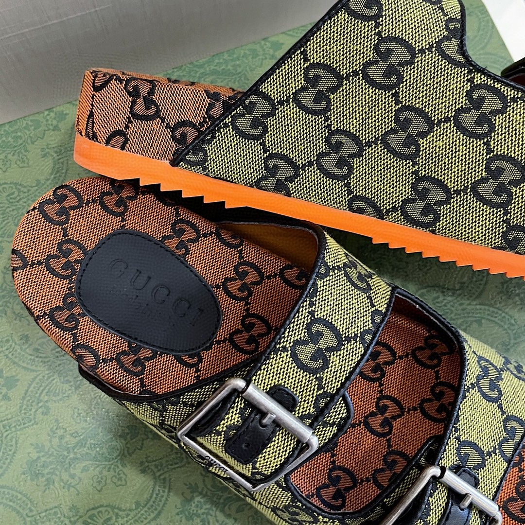 Gvc*1 Men’s Slide Sandal With Straps Orange And Green For Men 658020 2HK60