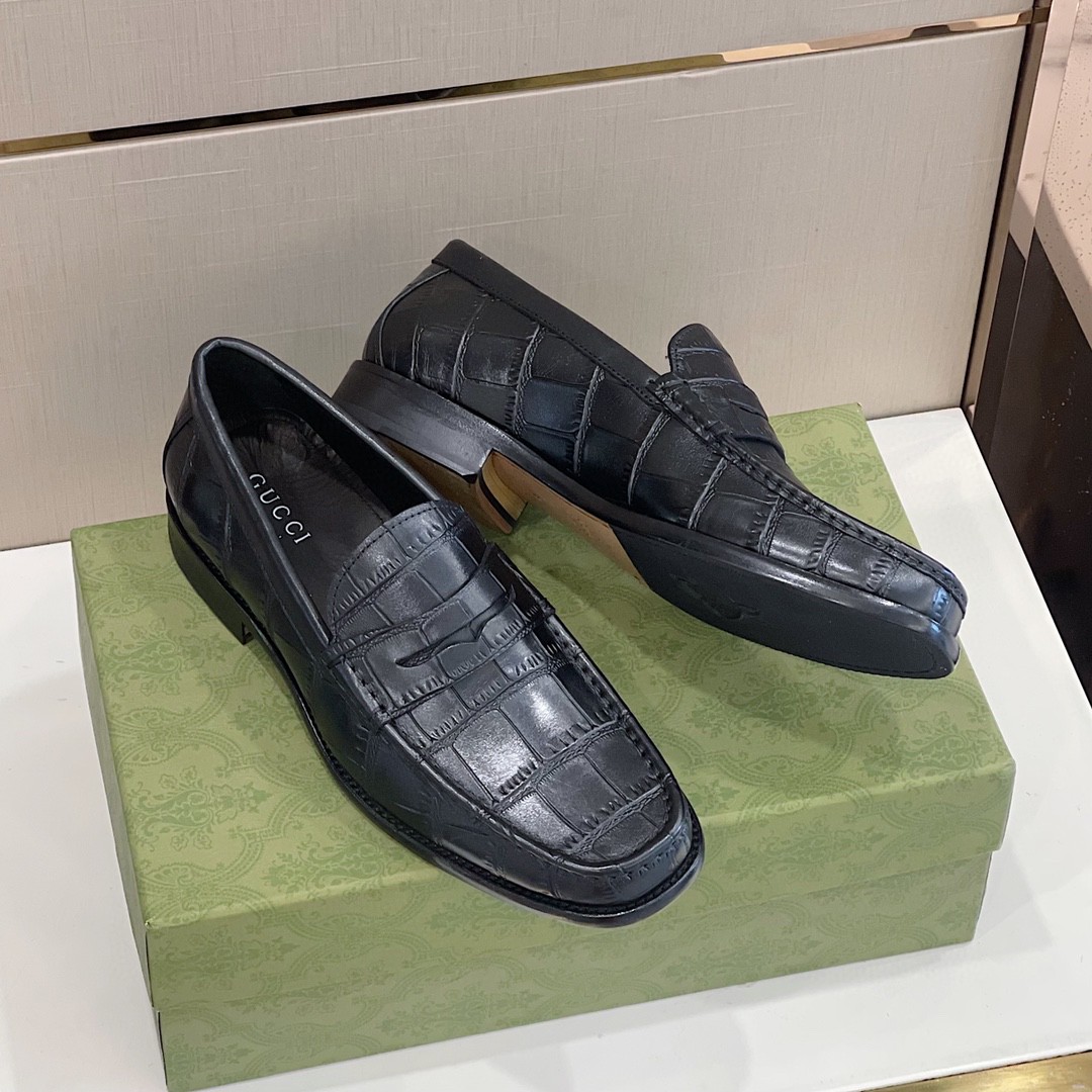 Gvc*1 Men’s Horsebit Crocodile Loafer Black For Men 699501 0GQ00