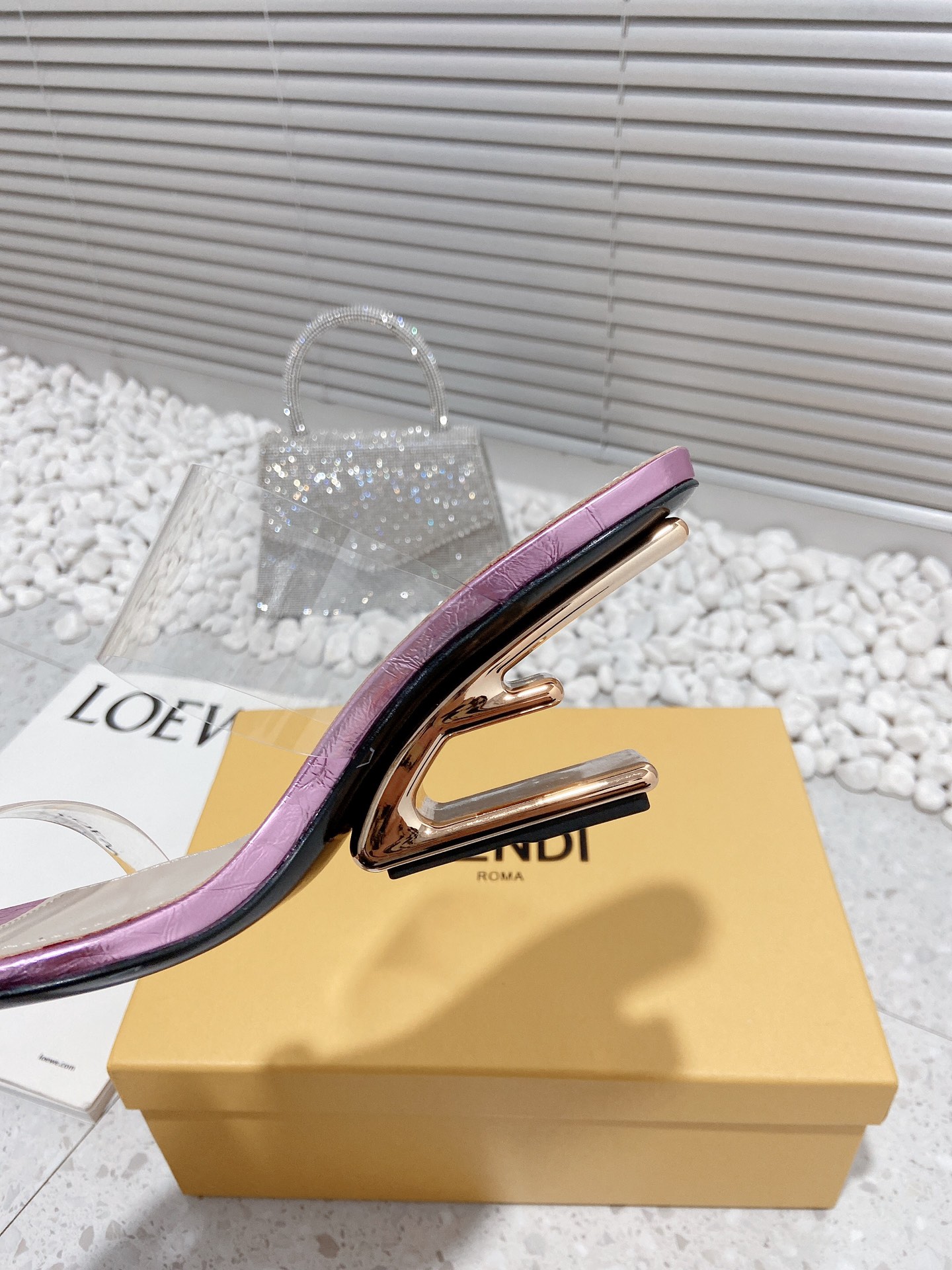 F**di First Pink Transparent Medium-Heeled Sandals For Women