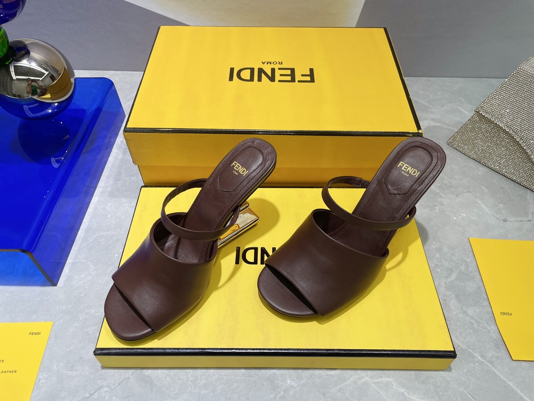 F**di First Burgundy High-Heeled Sandals For Women