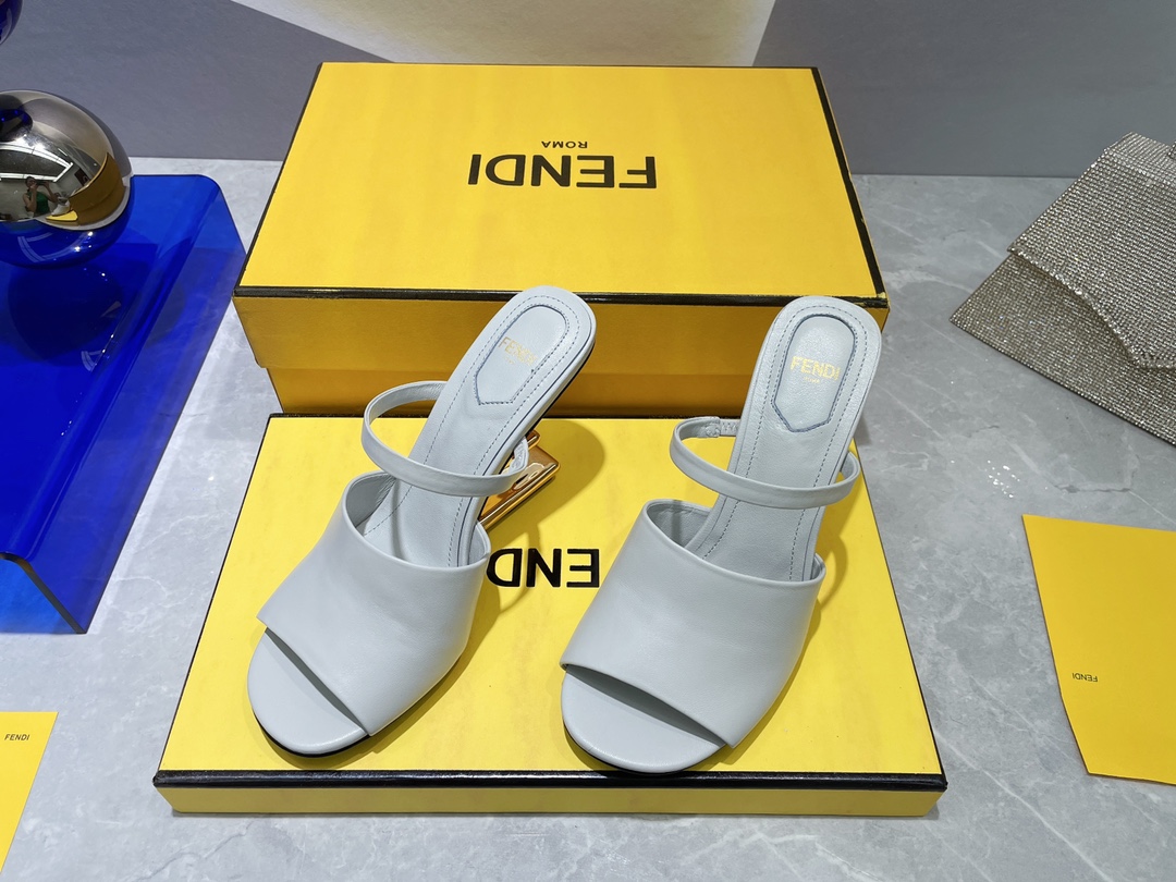 F**di First Grey High-Heeled Sandals For Women