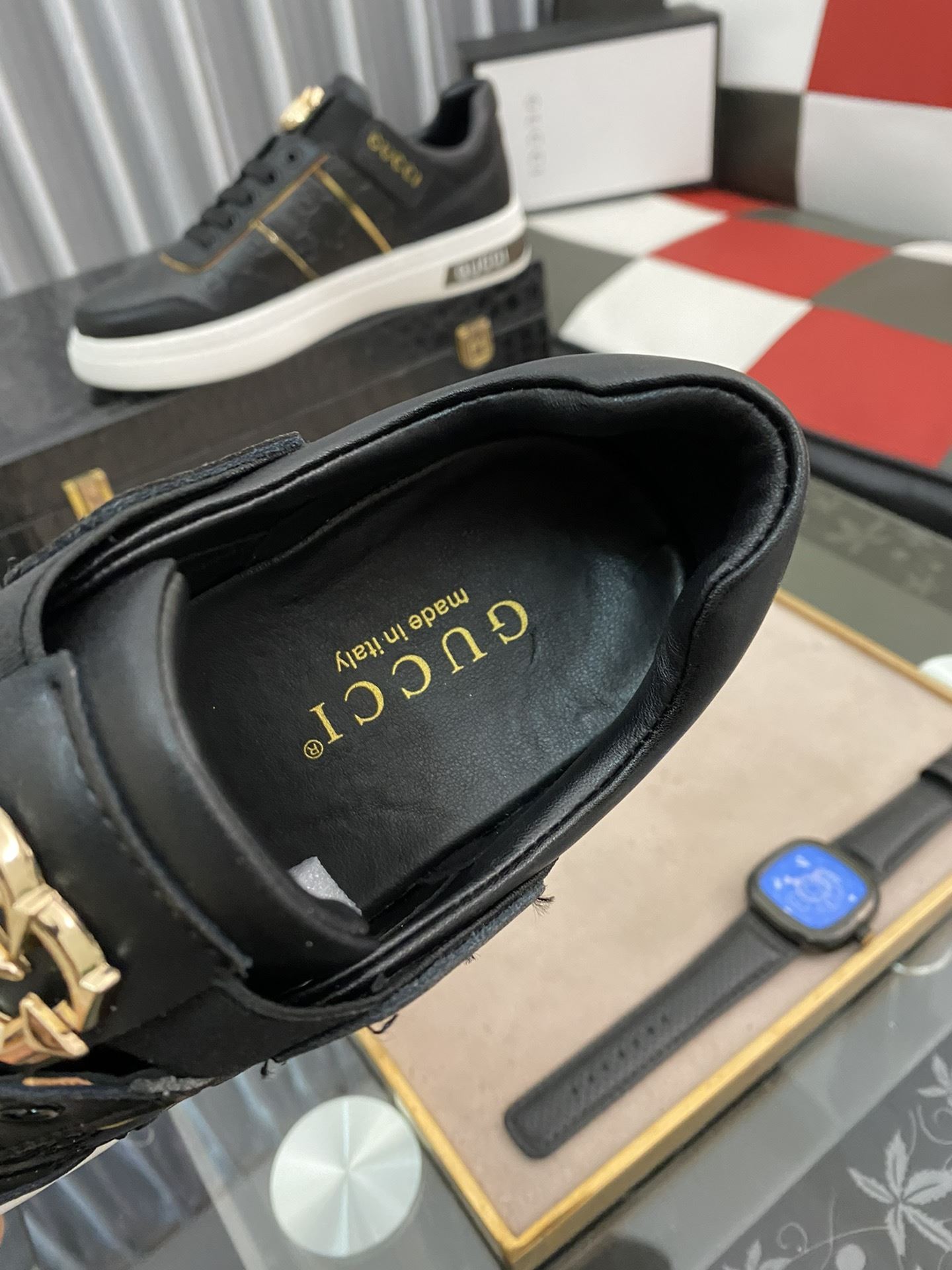 Gvc*1 Men’s GG Embossed Sneaker Loafer With GG Black Gold For Men