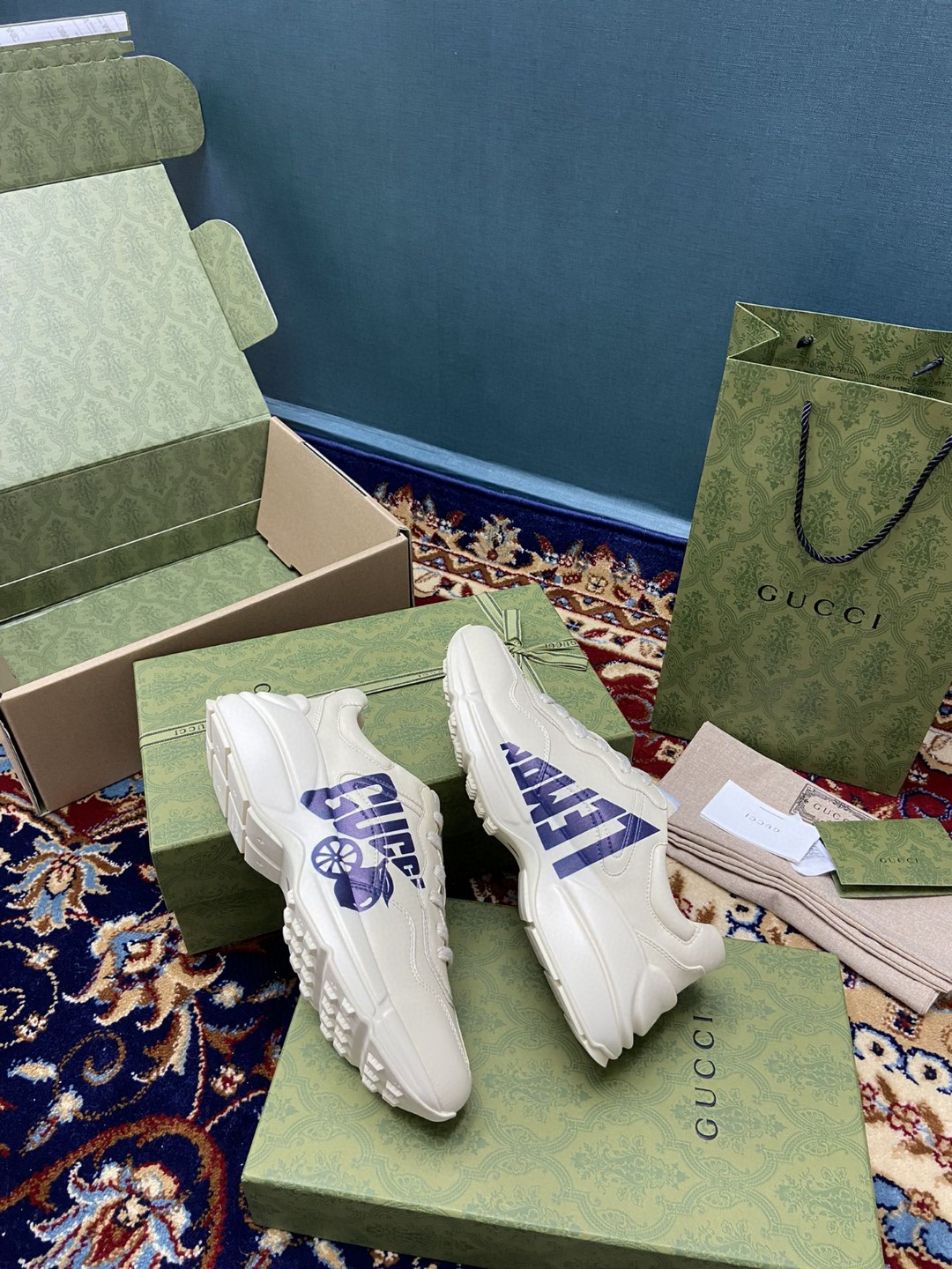 Gvc*1 Women’s Rhyton Sneakers With Lemon Gvc*1 White Ivory For Women ‎684899 DRW00 9522