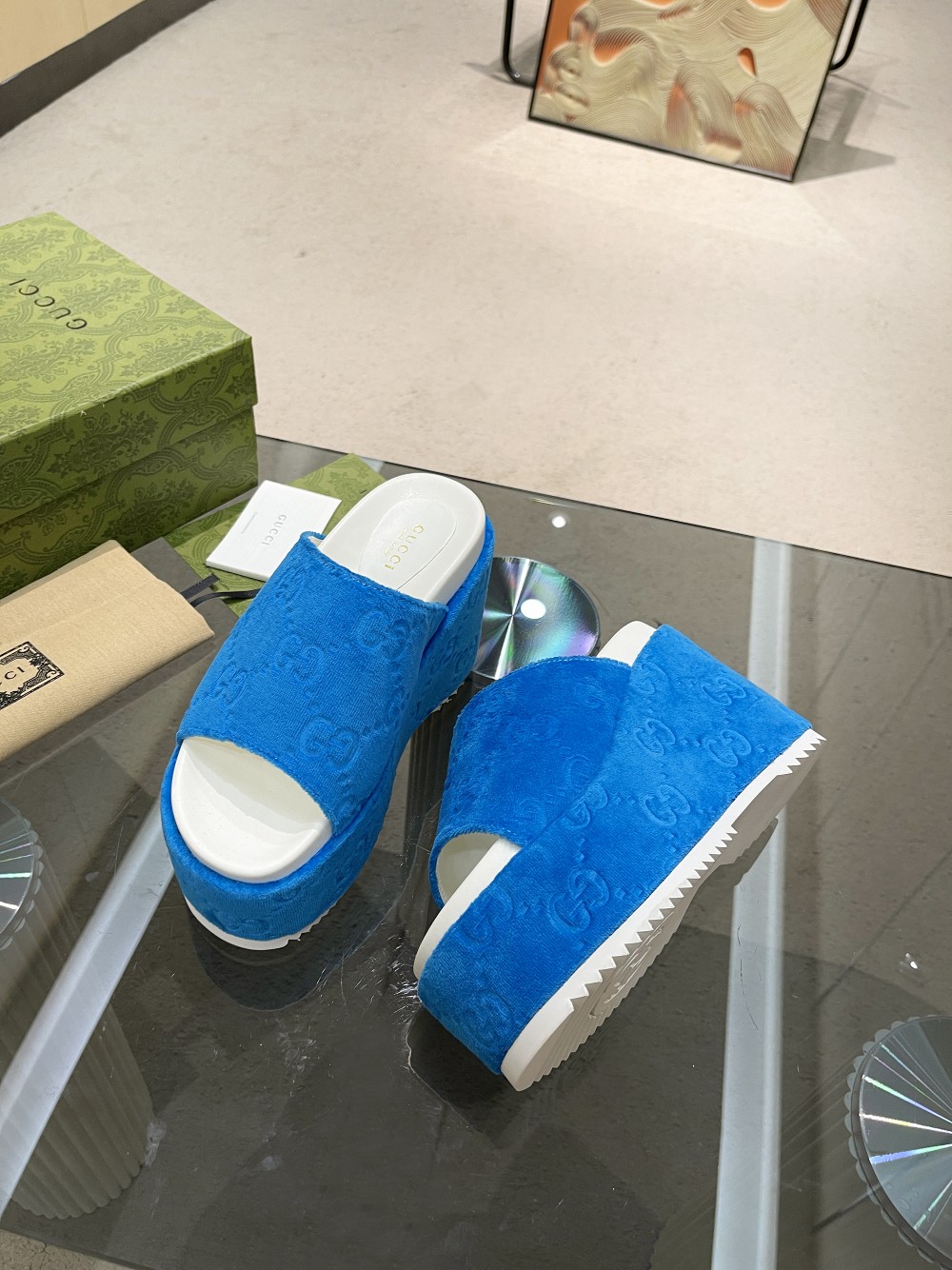 Gvc*1 Women’s GG Platform Sandal Blue For Women GG