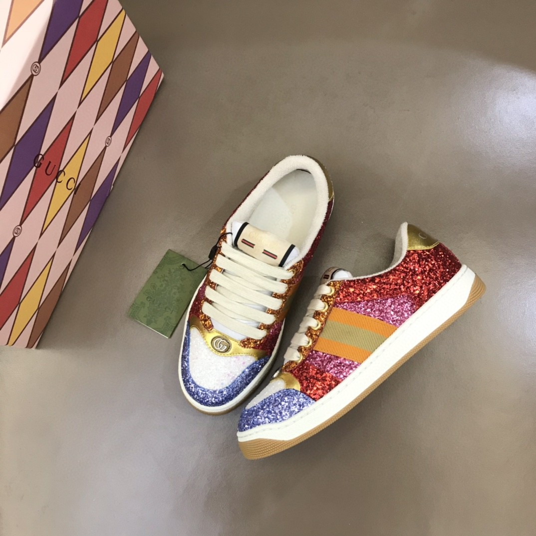 Gvc*1 Lovelight Screener Sneaker Glitter Red For Women GG Shoes 710534 FAAKU 4942