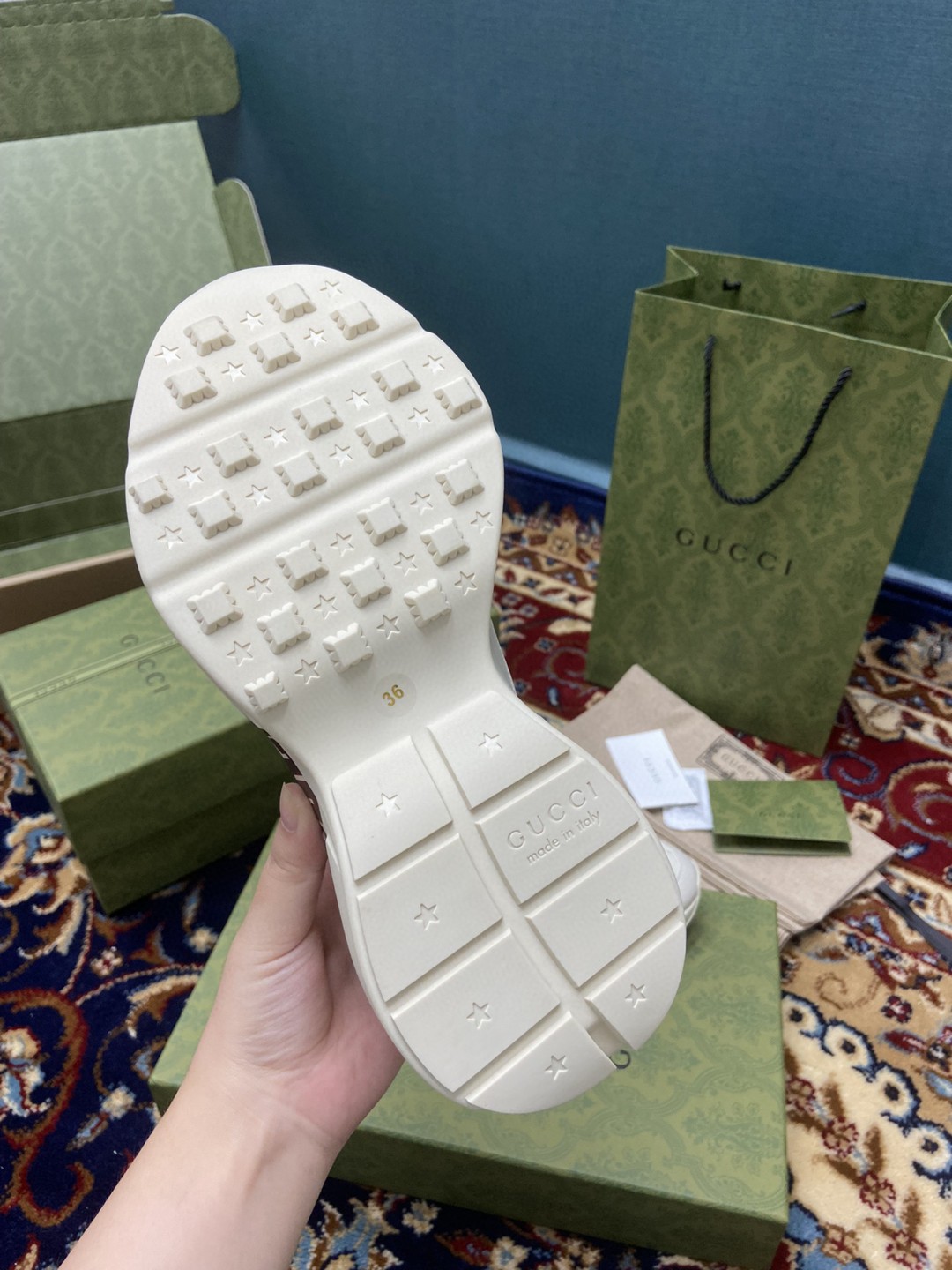 Gvc*1 Men’s Rhyton Sneakers With Logo 1921 Gvc*1 White Ivory For Men ‎684896 DRW00 9522