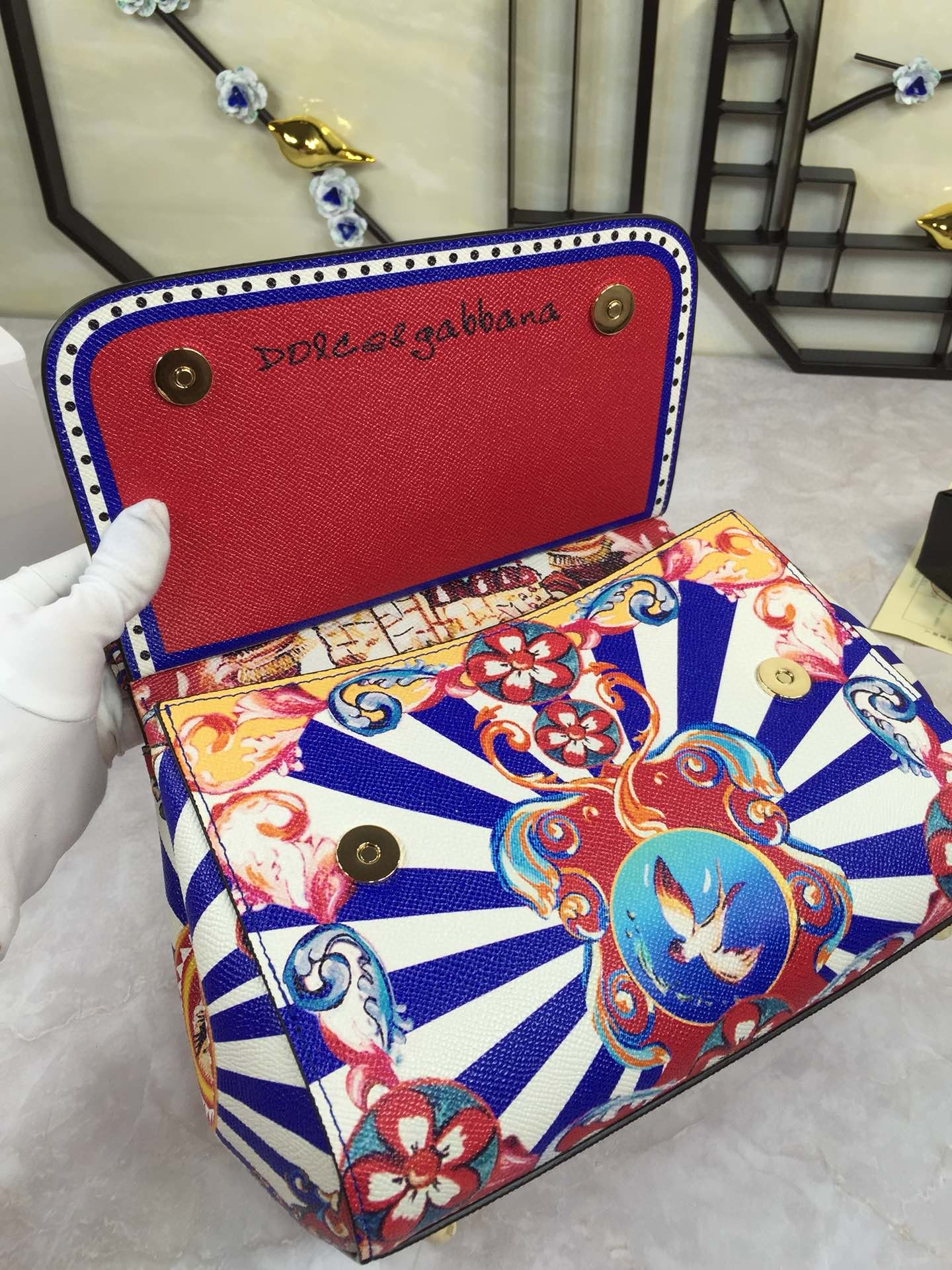 Dolce & Gabbana 90s Sicily Bag With Logo Print Multicolor For Women 10.2in/26cm DG