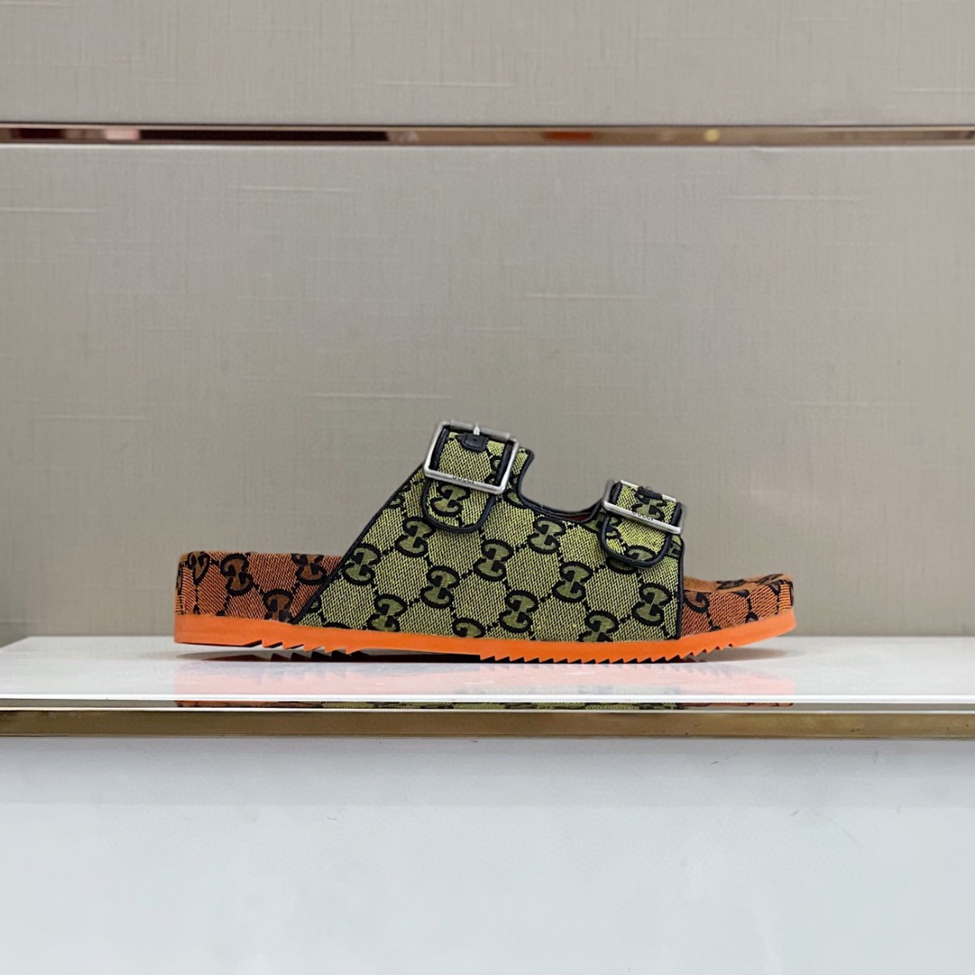 Gvc*1 Men’s Slide Sandal With Straps Orange And Green For Men 658020 2HK60