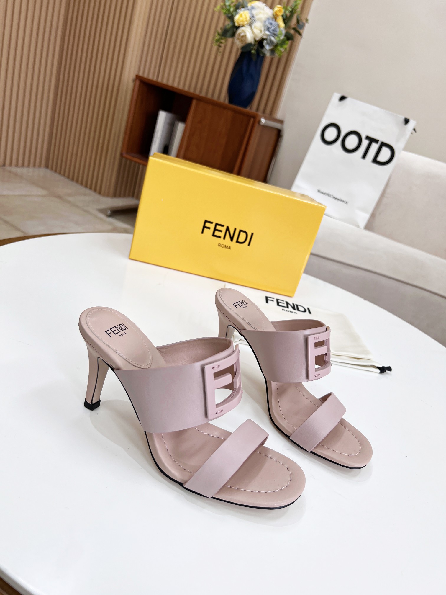 F**di Baguette Pink Heels For Women