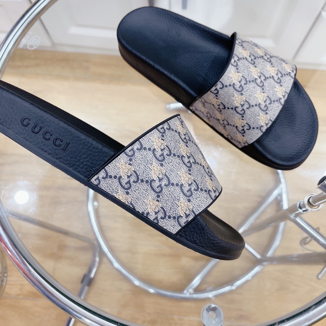 Gvc*1 Men’s GG Slide Sandal With Bees Black For Men 407345