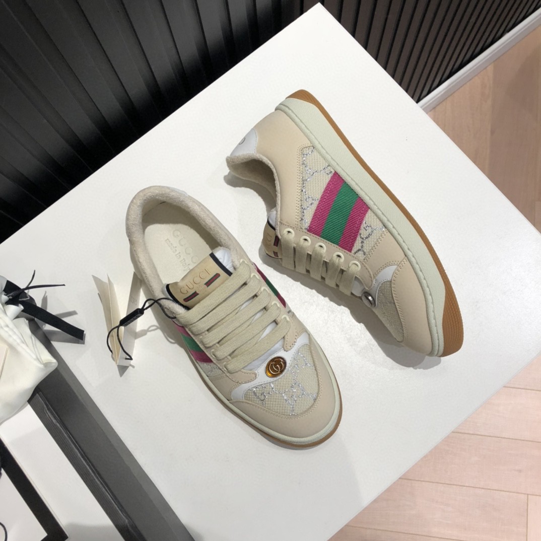 Gvc*1 Women’s Screener GG Low-Top Beige Pink Green For Women 546551