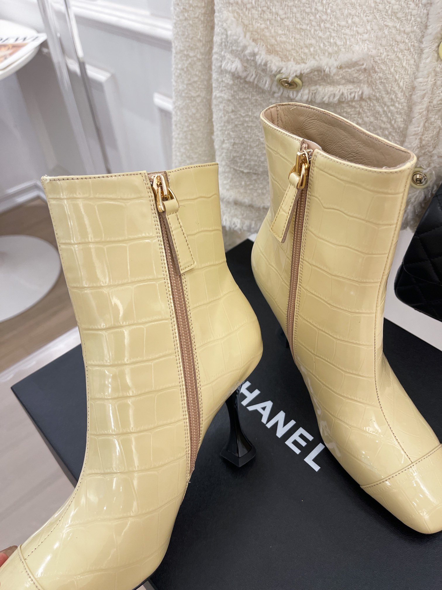 Ch**el Women’s Short Boots Beige For Women