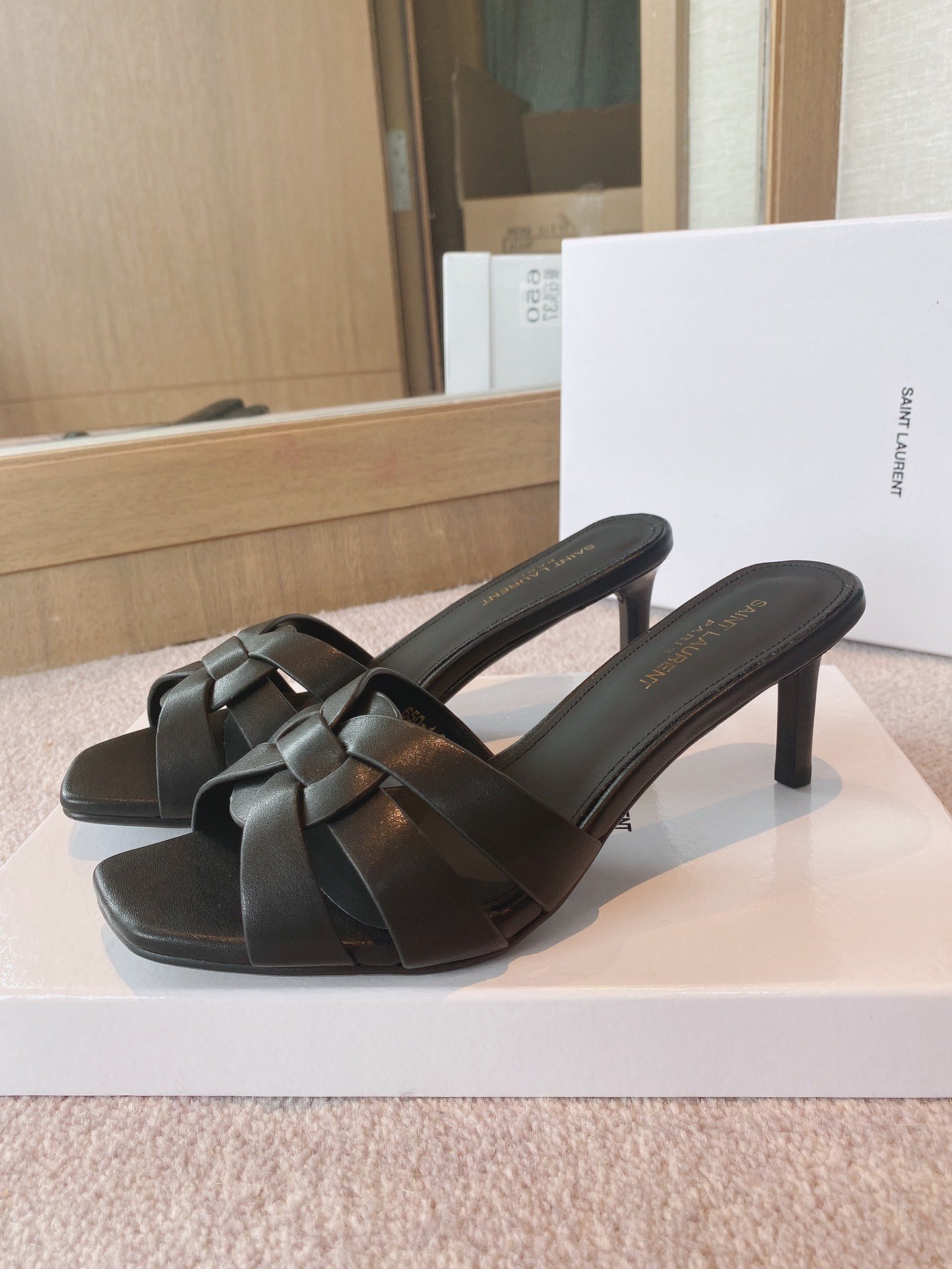 Sa1nt Lau*nt Women’s Tribute Heeled Mules Black For Women Y51 650986DWE001000