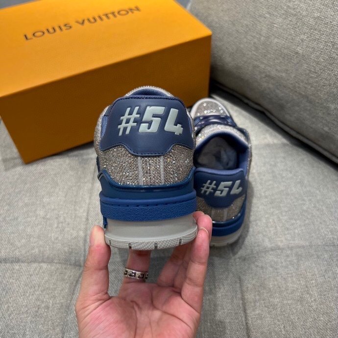 L0vis Vuittion LV Trainer Sneaker Navy Blue For Men LV 1AA6QZ