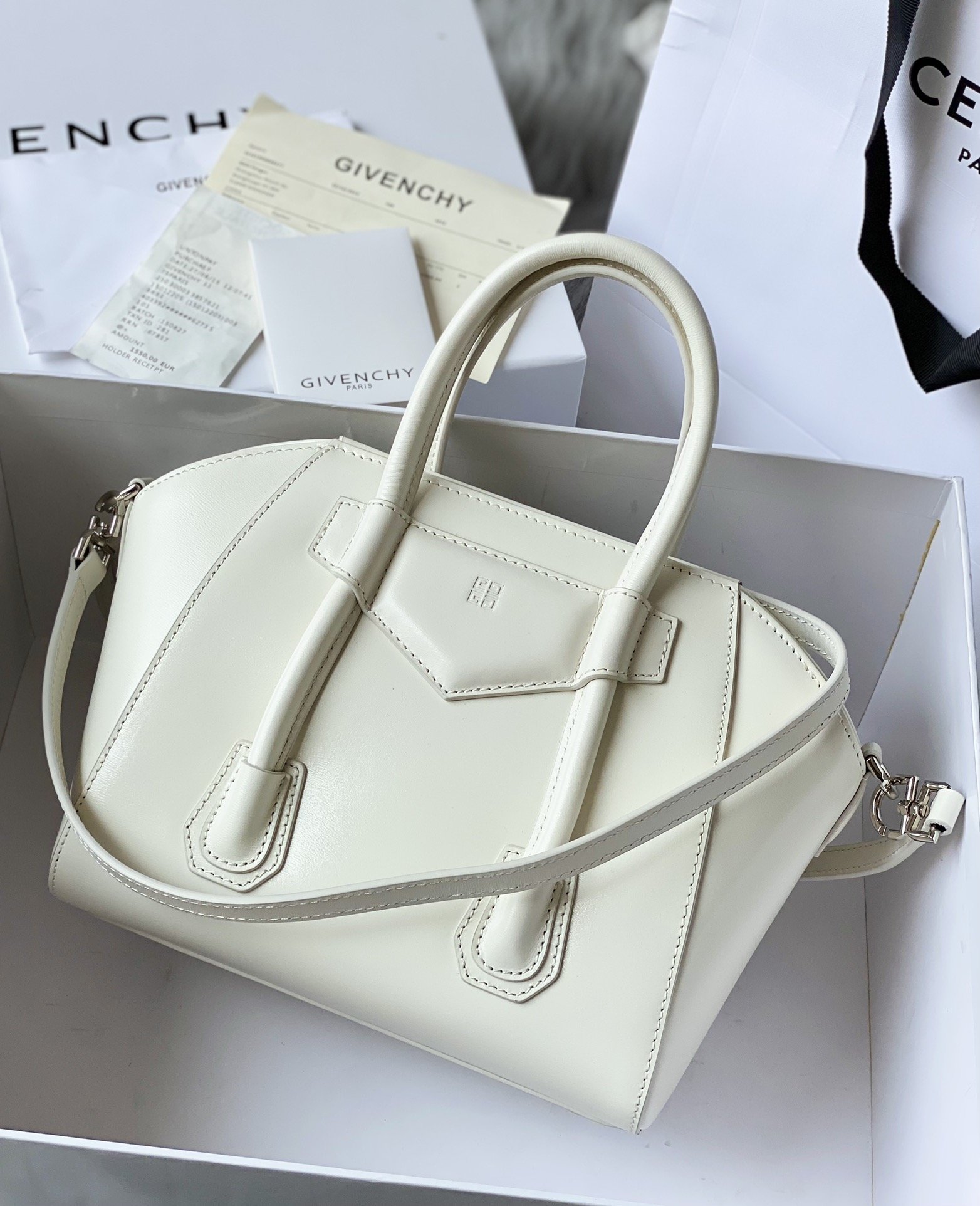 Givenchy Mini Antigona Lock Bag Ivory For Women, Women’s Handbags, Shoulder Bags 8.7in/22cm GVC BB50J0B16S-105