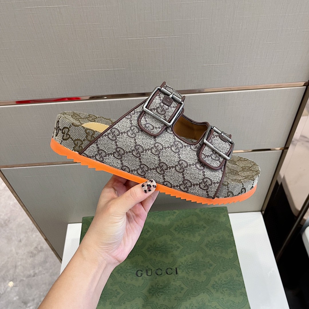 Gvc*1 Men’s Slide Sandal With Straps Gray Orange For Men 658020 2HK60