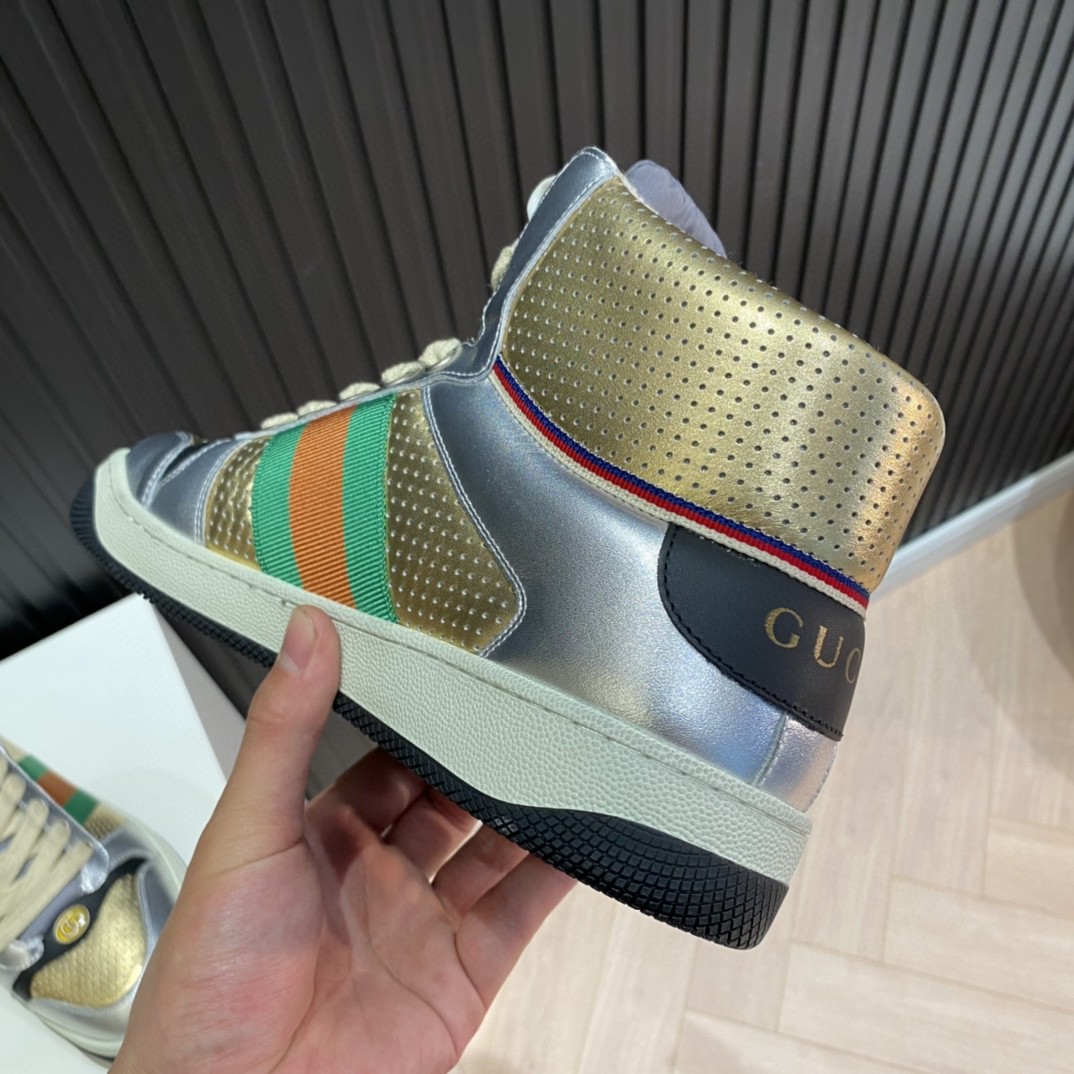 Gvc*1 Men’s Screener High-top Sneakers Silver Gold For Men 5634850
