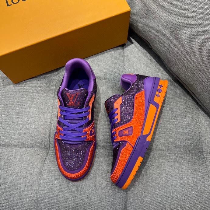 L0vis Vuittion LV Trainer Sneaker Purple For Men LV 1AA6QF
