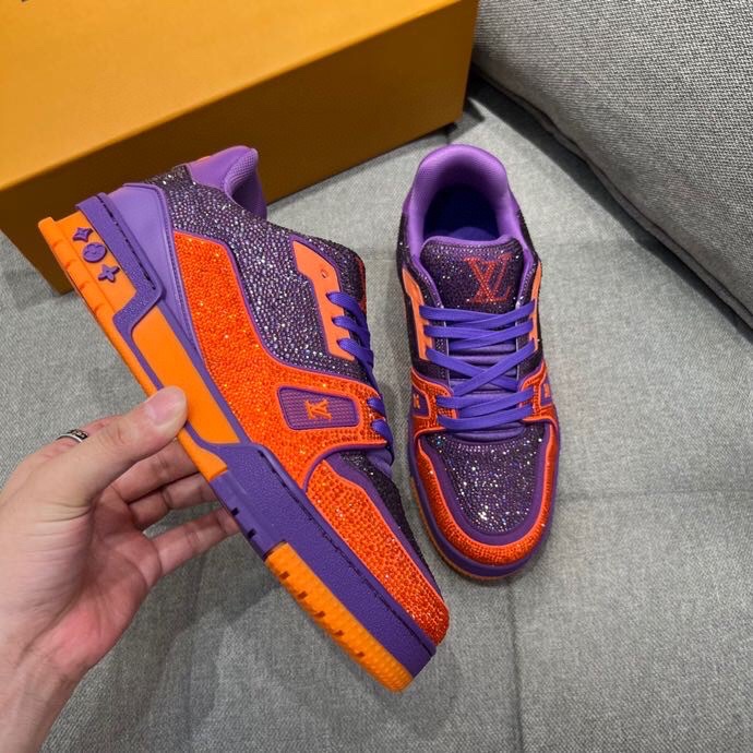L0vis Vuittion LV Trainer Sneaker Purple For Men LV 1AA6QF