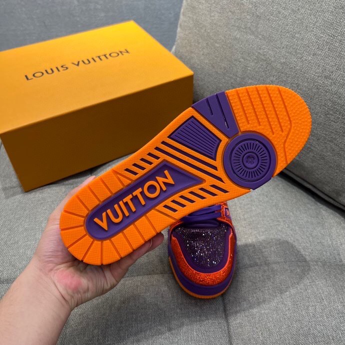 L0vis Vuittion LV Trainer Sneaker Purple For Men LV 1AA6QF