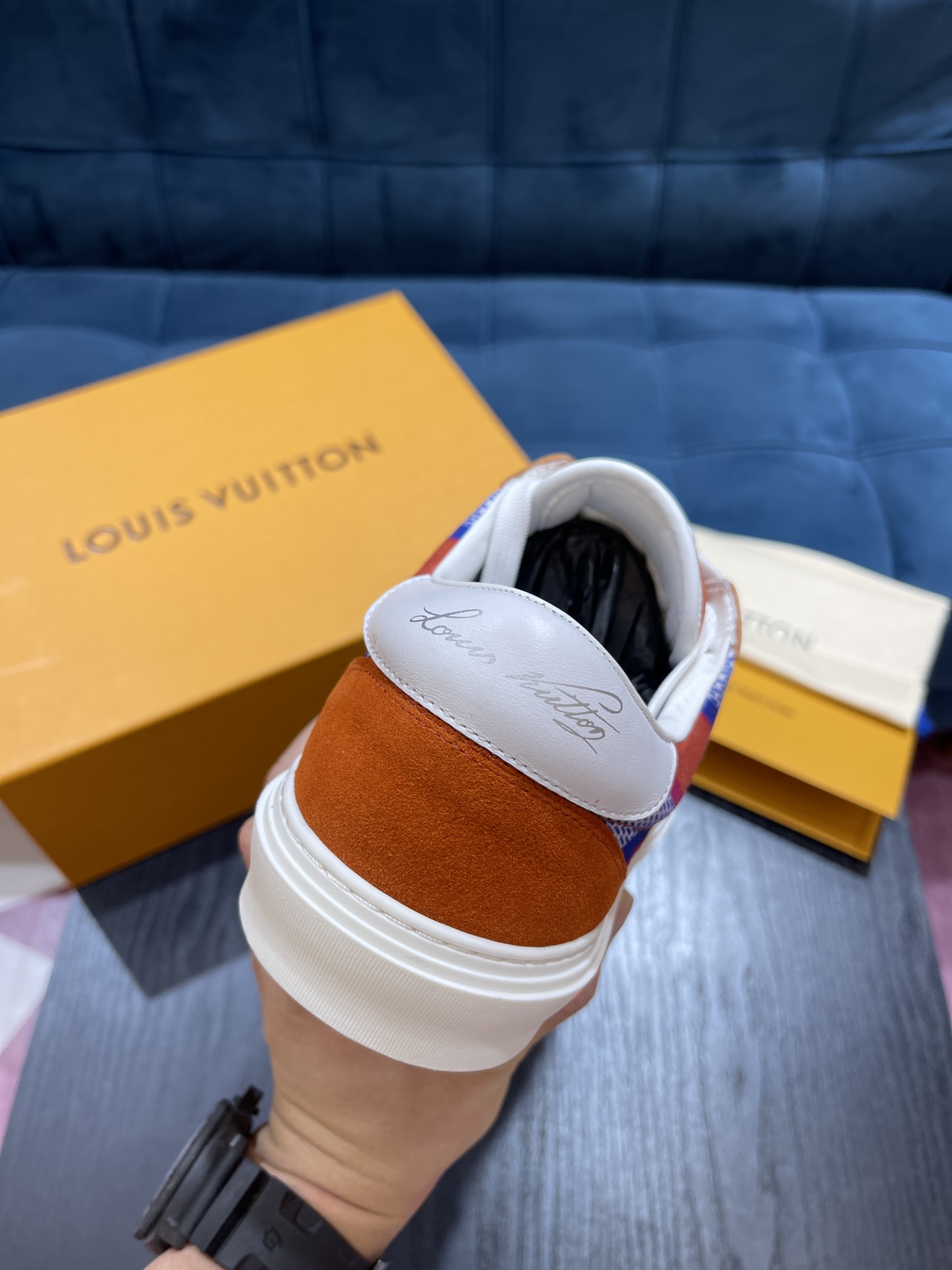 L0vis Vvtt0n LV Ollie Richelieu Trainers Orange For Men LV