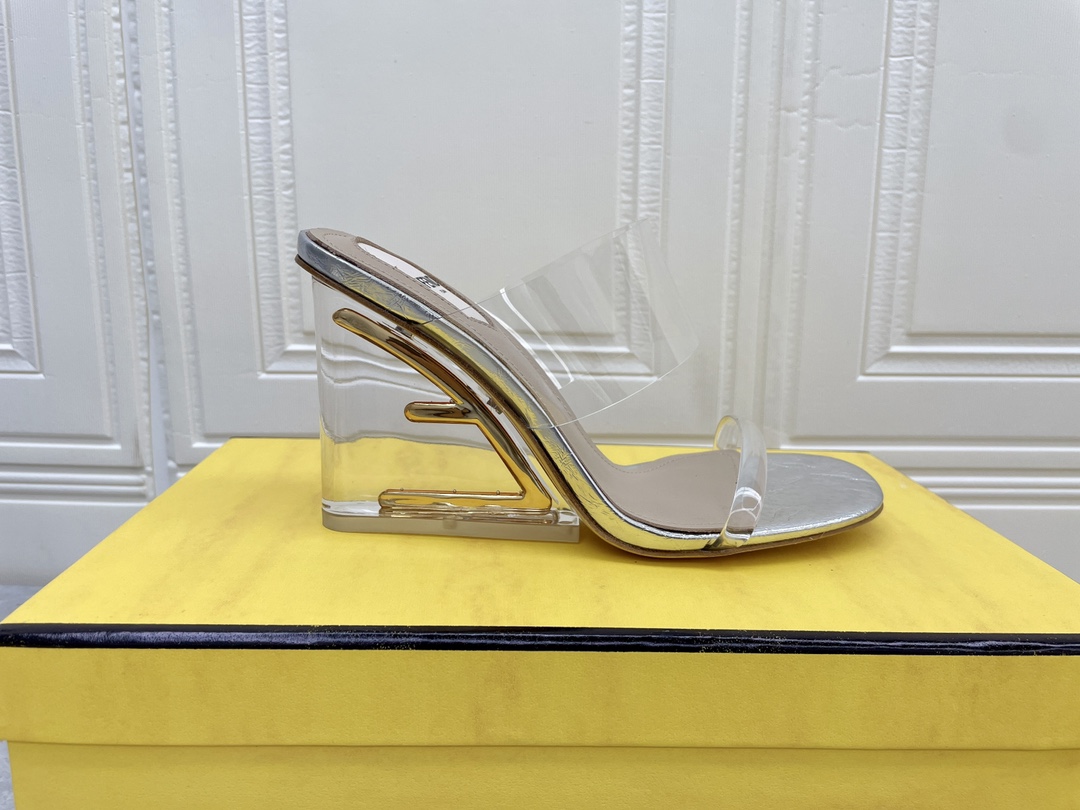 F**di First White Transparent High-Heeled Sandals For Women