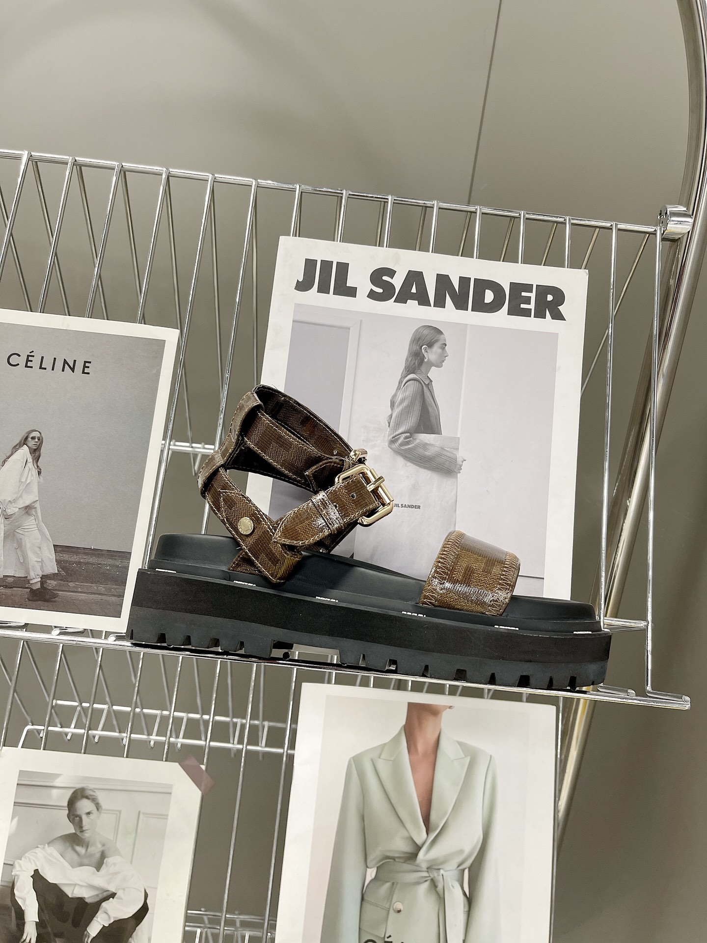 F**di Brown FF Jacquard Sandals For Women