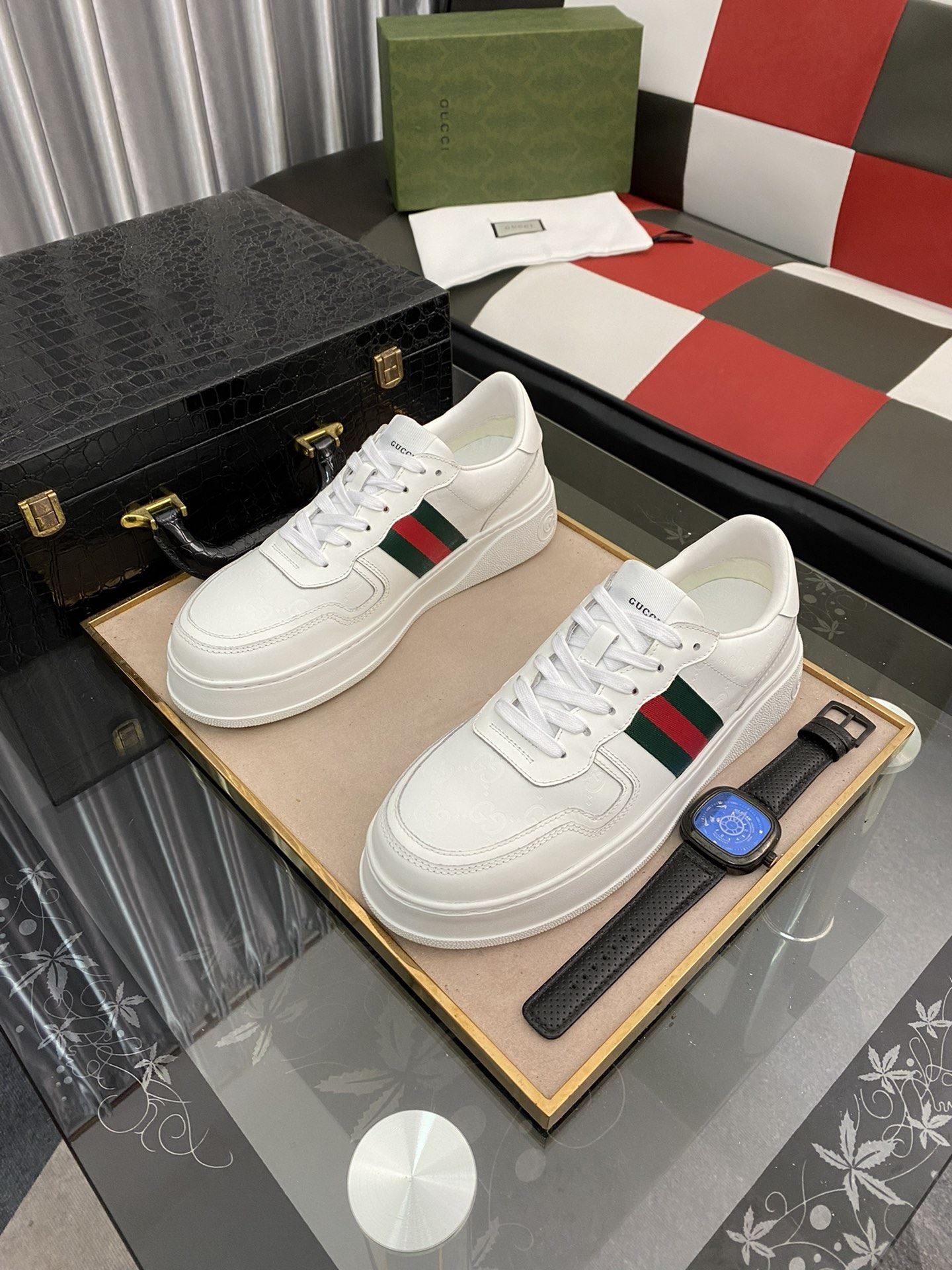 Gvc*1 Men’s GG Sneaker With Web White For Men ‎669582