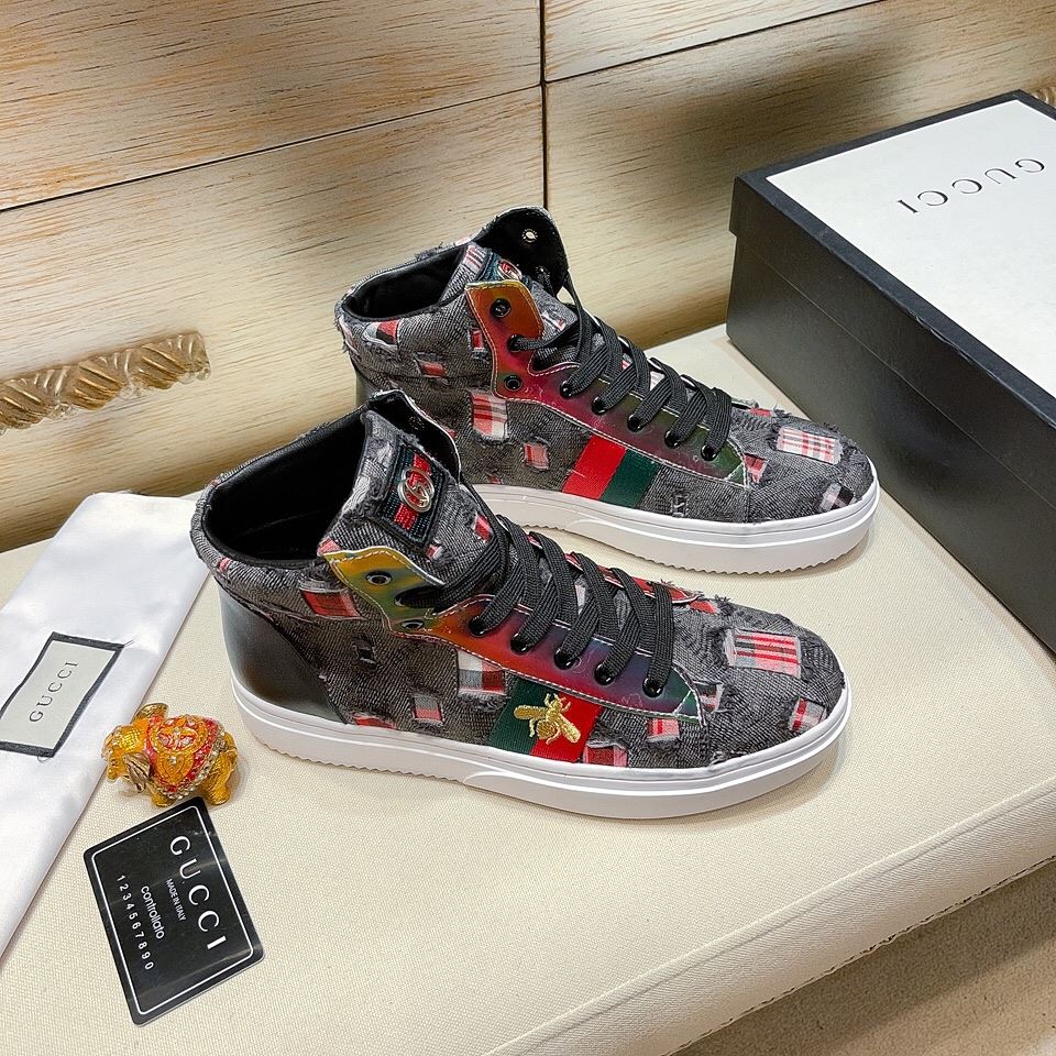 Gvc*1 Men’s Basket Jean’s High Top With Bee Sneaker Black For Men