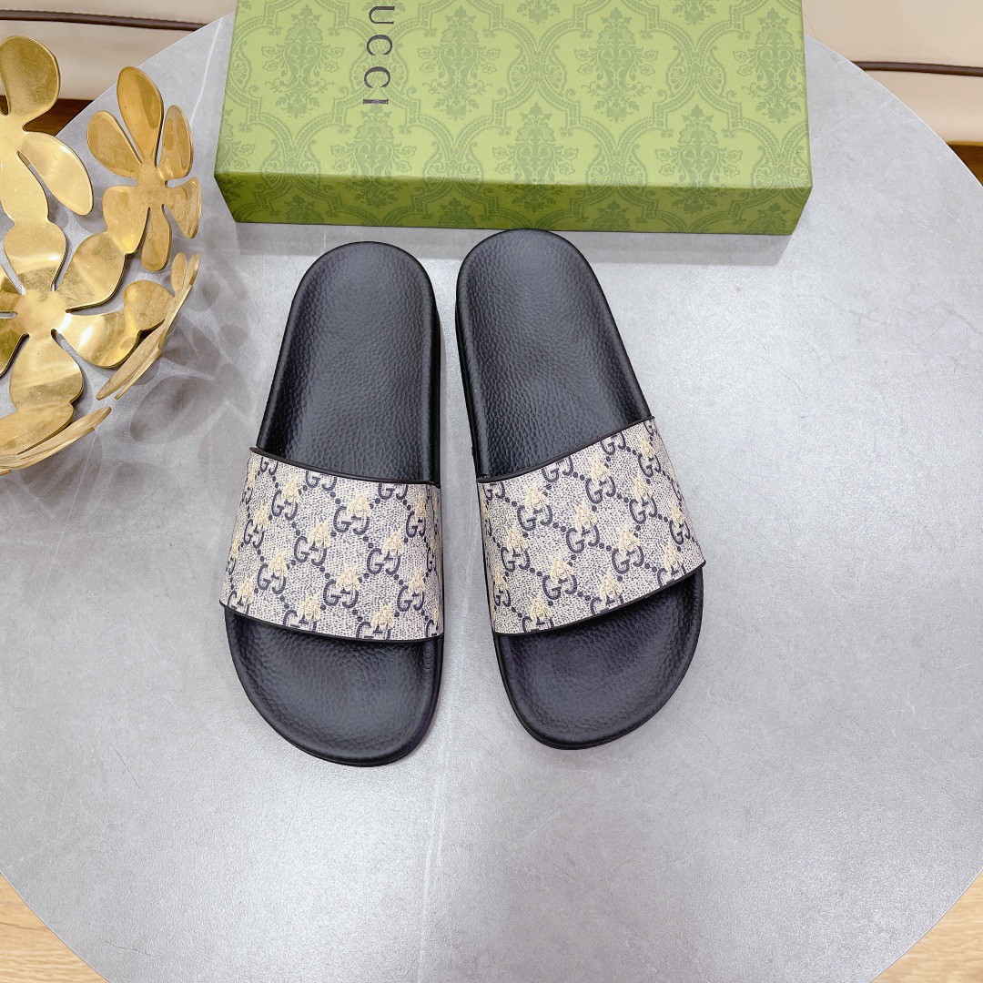 Gvc*1 Men’s GG Slide Sandal With Bees Black For Men 407345