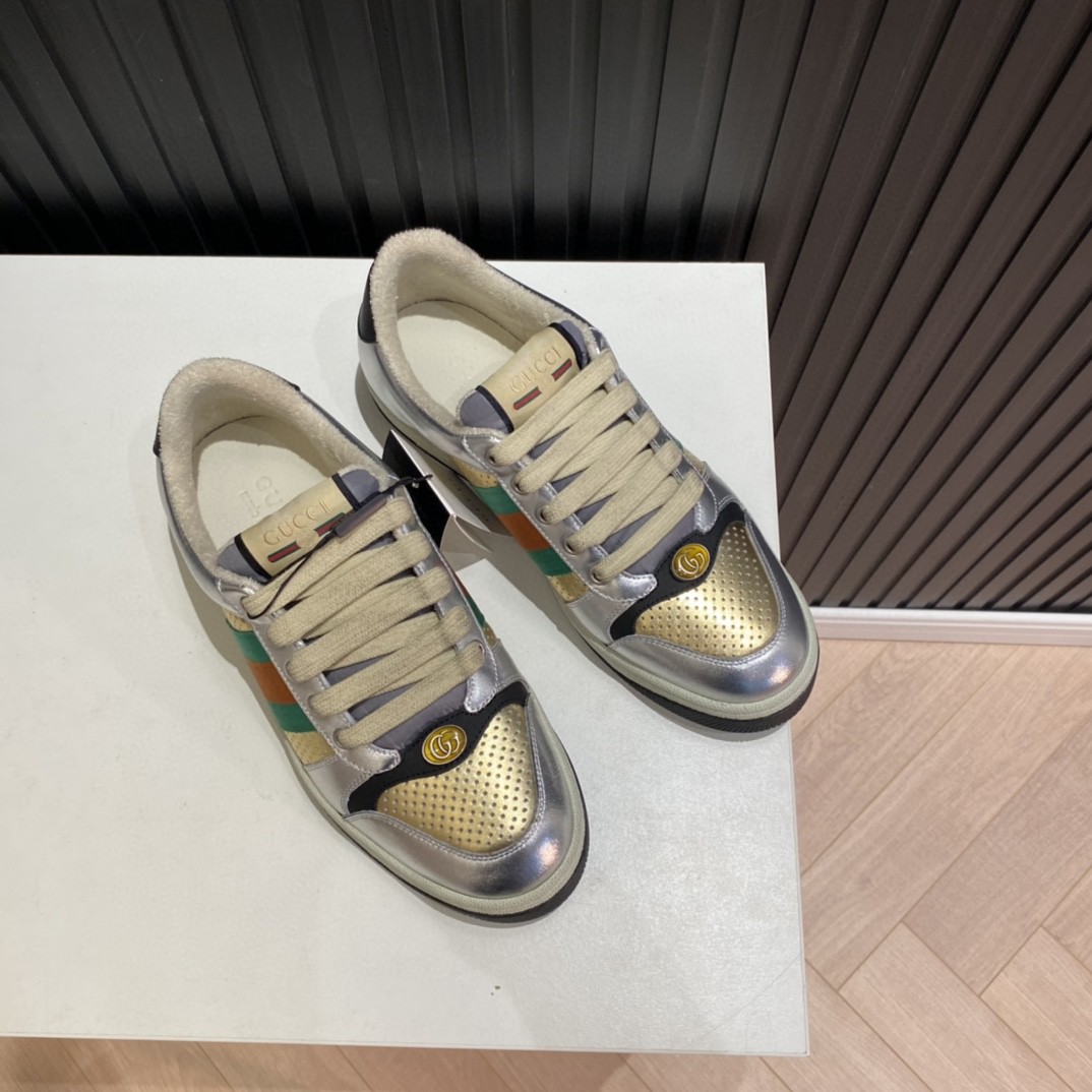 Gvc*1 Men’s Screener Low Top Sneakers Silver Gold For Men 627833 1TR20 8162