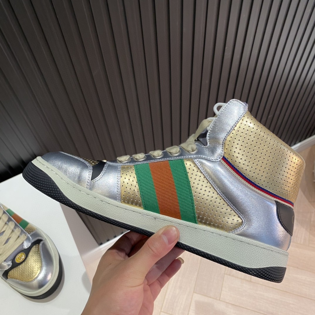 Gvc*1 Men’s Screener High-top Sneakers Silver Gold For Men 5634850