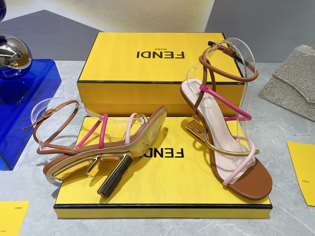 F**di First Pink Nappa High-Heeled Sandals For Women 8X8274AHIUF1GZU