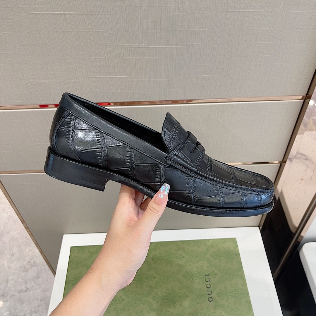 Gvc*1 Men’s Horsebit Crocodile Loafer Black For Men 699501 0GQ00
