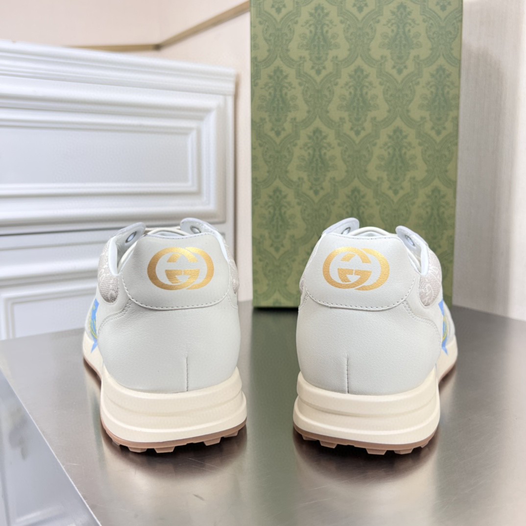 Gvc*1 Men’s GG Star Print Sneaker Light Blue Gray For Men GG Shoes 669582