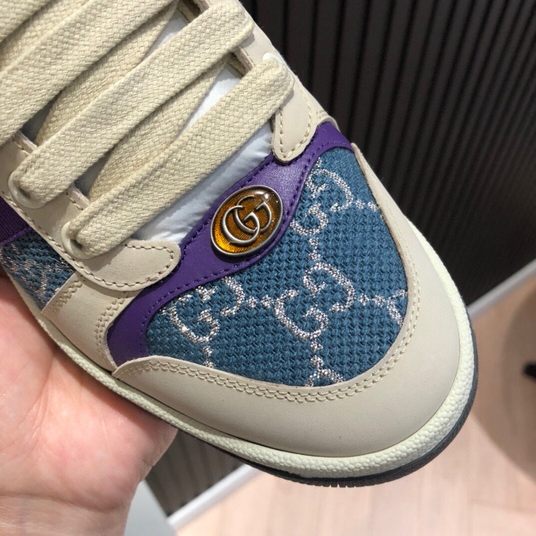 Gvc*1 Men’s Screener Low-Top Blue GG Lamé For Men 577684 2C830 4690