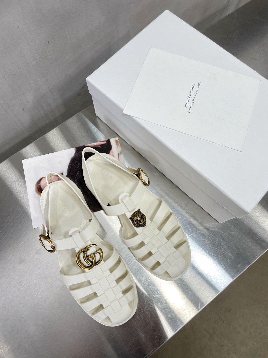 Gvc*1 Women’s Rubber Buckle Strap Sandal White For Women 463463