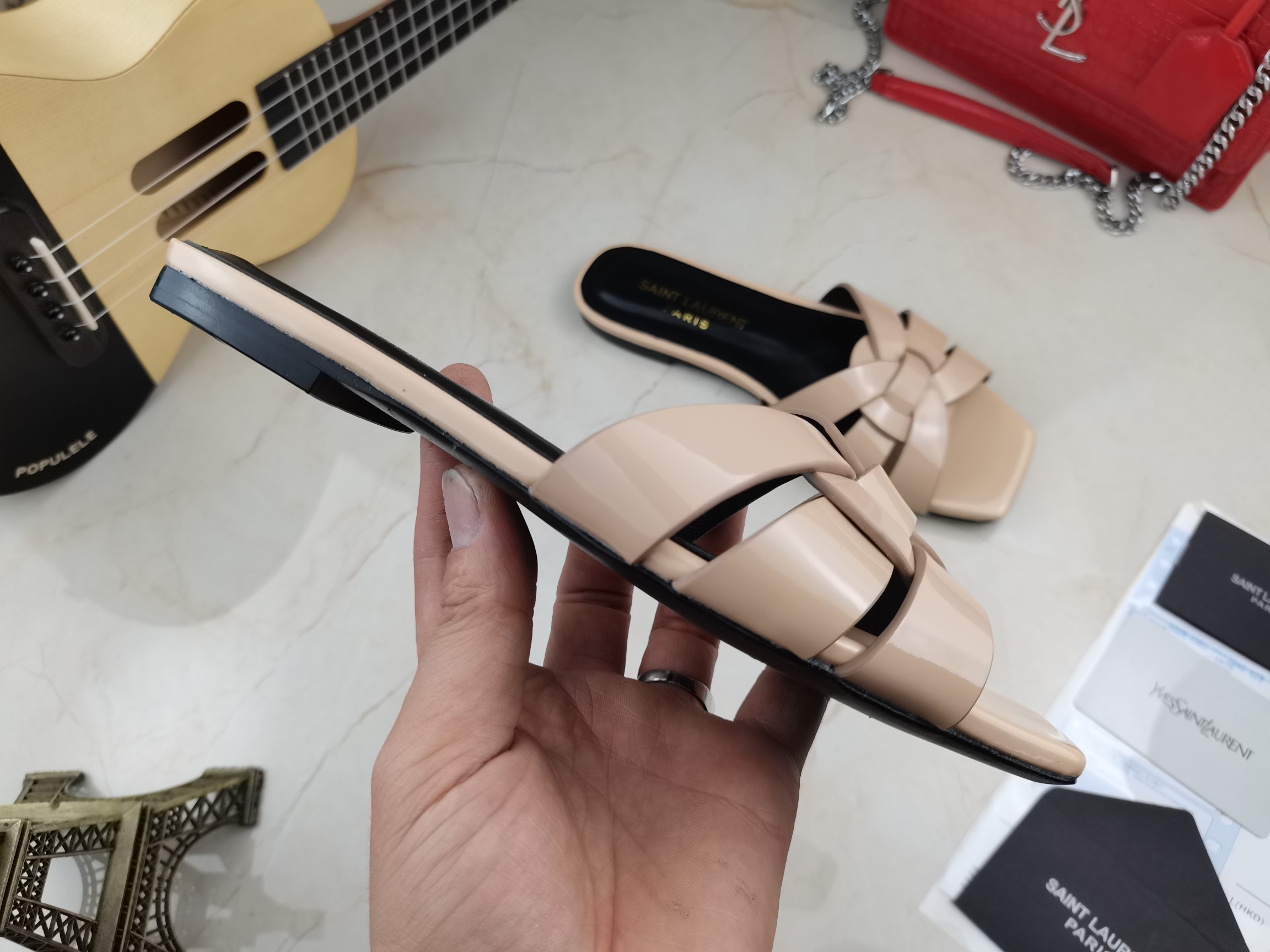 Sa1nt Lau*nt Women’s Tribute Flat Mules Beige For Women Y51 571952B8I009935