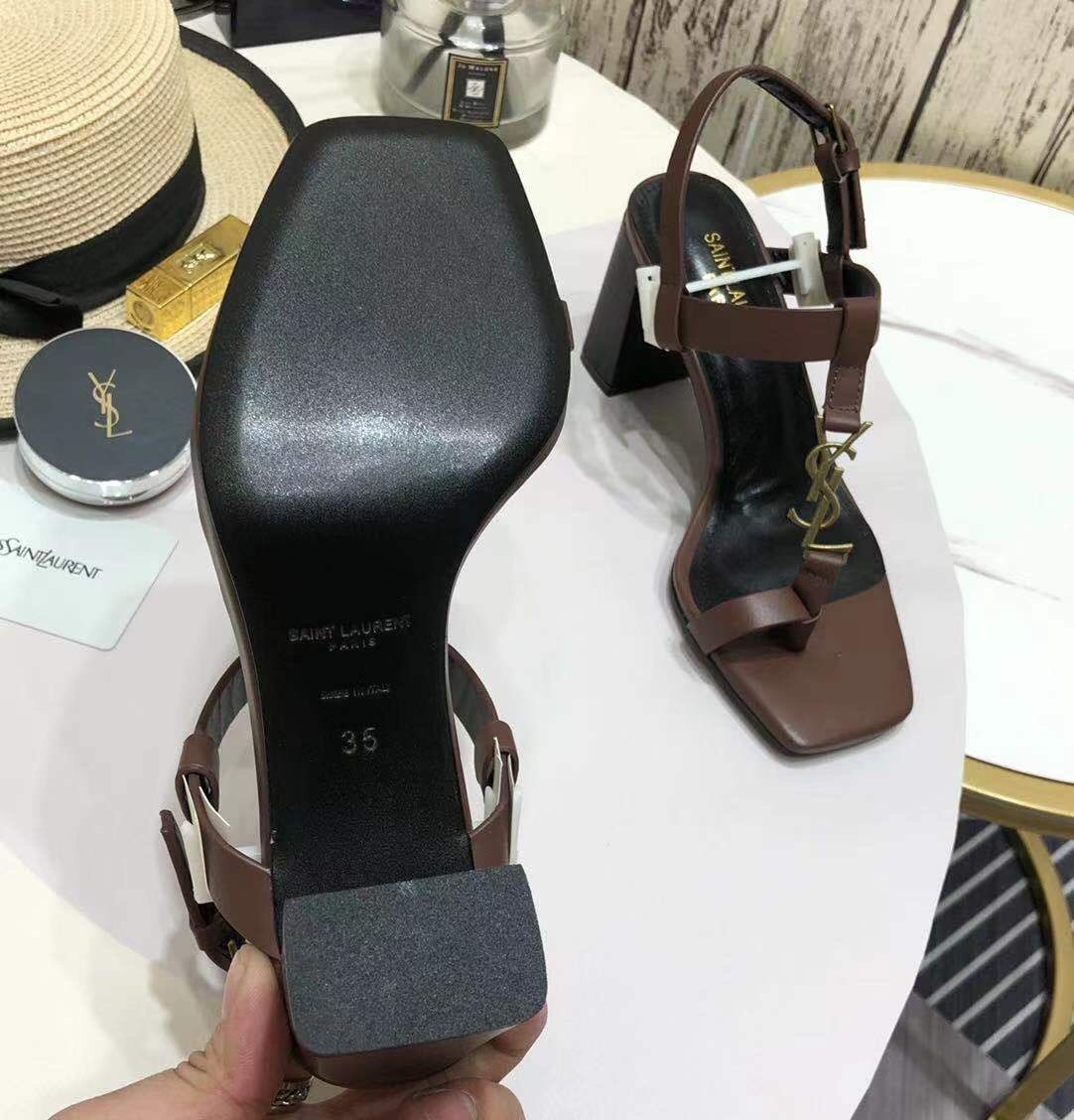 Sa1nt Lau*nt Women’s Cassandra Heeled Sandals Brown For Women Y51 658198DWETT6023