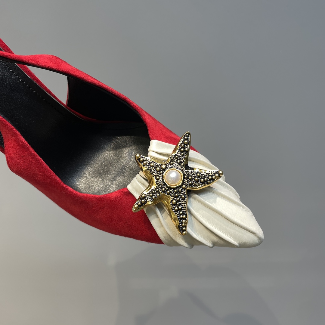 Sa1nt Lau*nt Women’s Silk Slingback Pumps Red For Women Y51