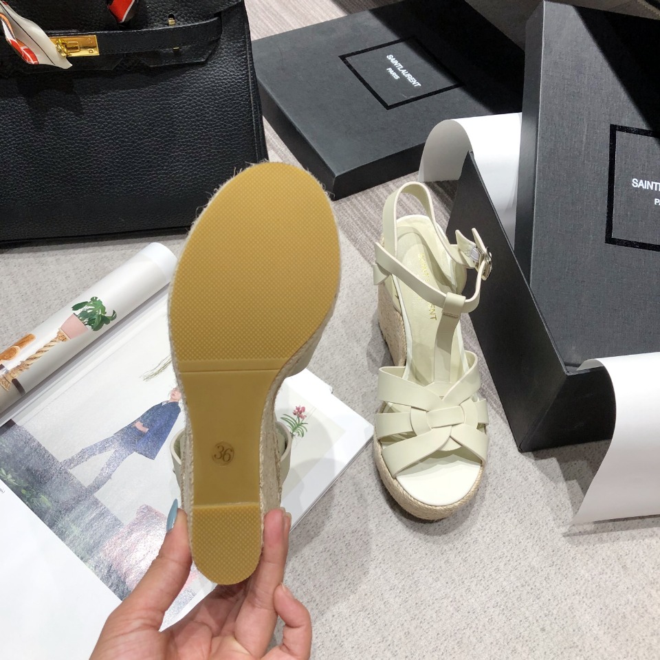 Sa1nt Lau*nt Women’s Tribute Espadrilles Wedge Beige For Women Y51