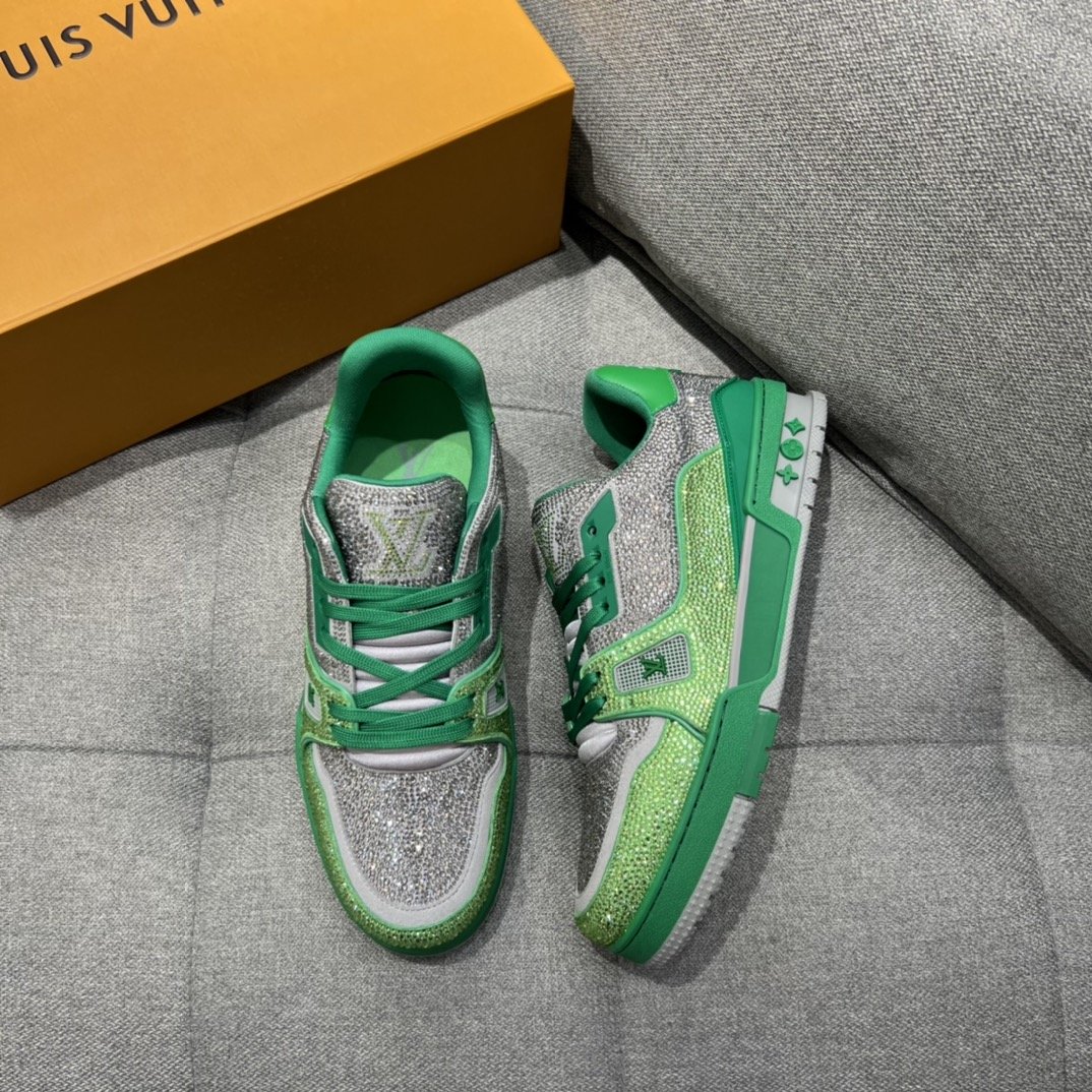 L0vis Vuittion LV Trainer Sneaker Green For Men LV