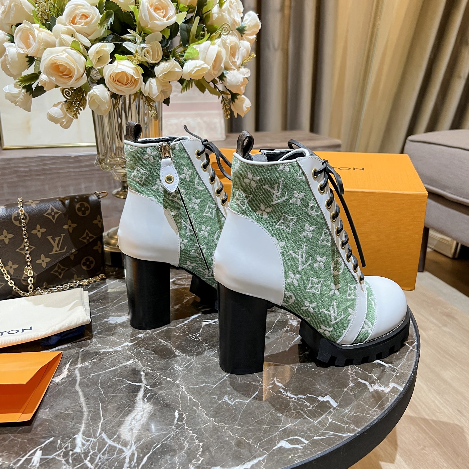 L0vis Vvtt0n Women’s Star Trail Ankle Boots Green For Women LV