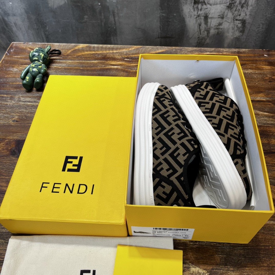 F**di Domino Fabric Sneakers Brown For Men