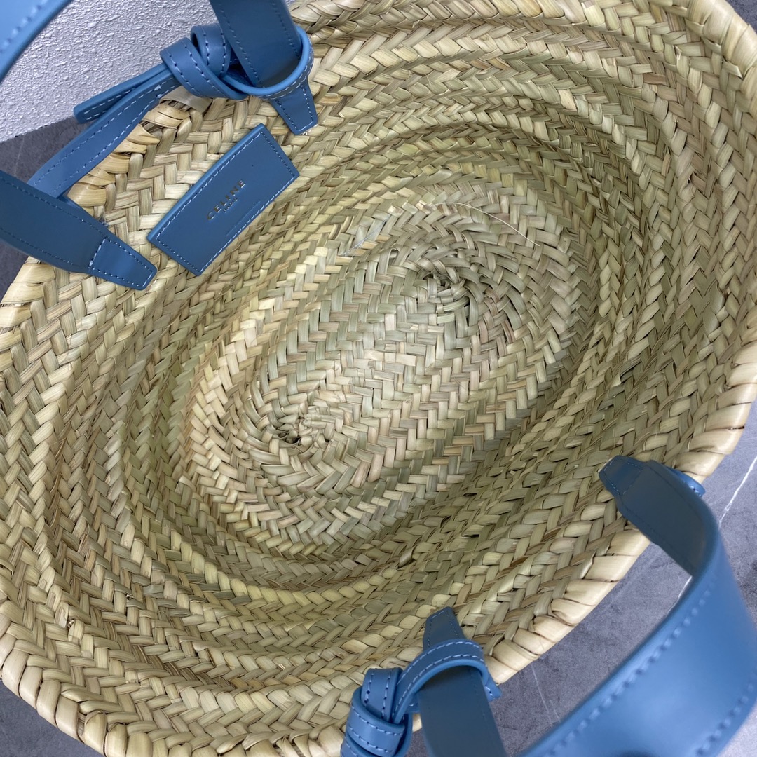 Ce1i*e Teen Triomphe Ce1i*e Classic Panier In Palm Leaves And Lizard Blue For Women 8in/20cm