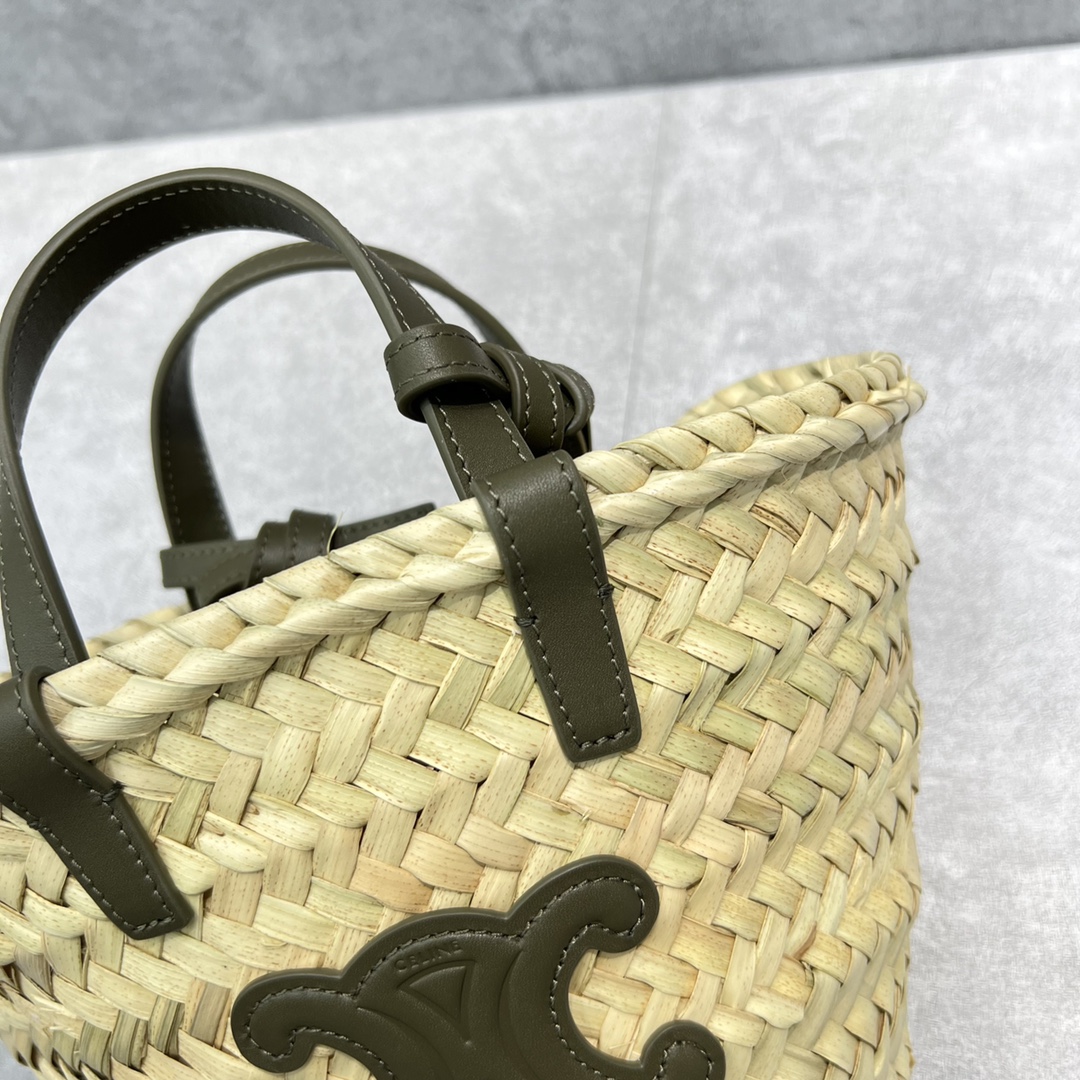 Ce1i*e Teen Triomphe Classic Pannier Tote Dark Green For Women 8in/20cm