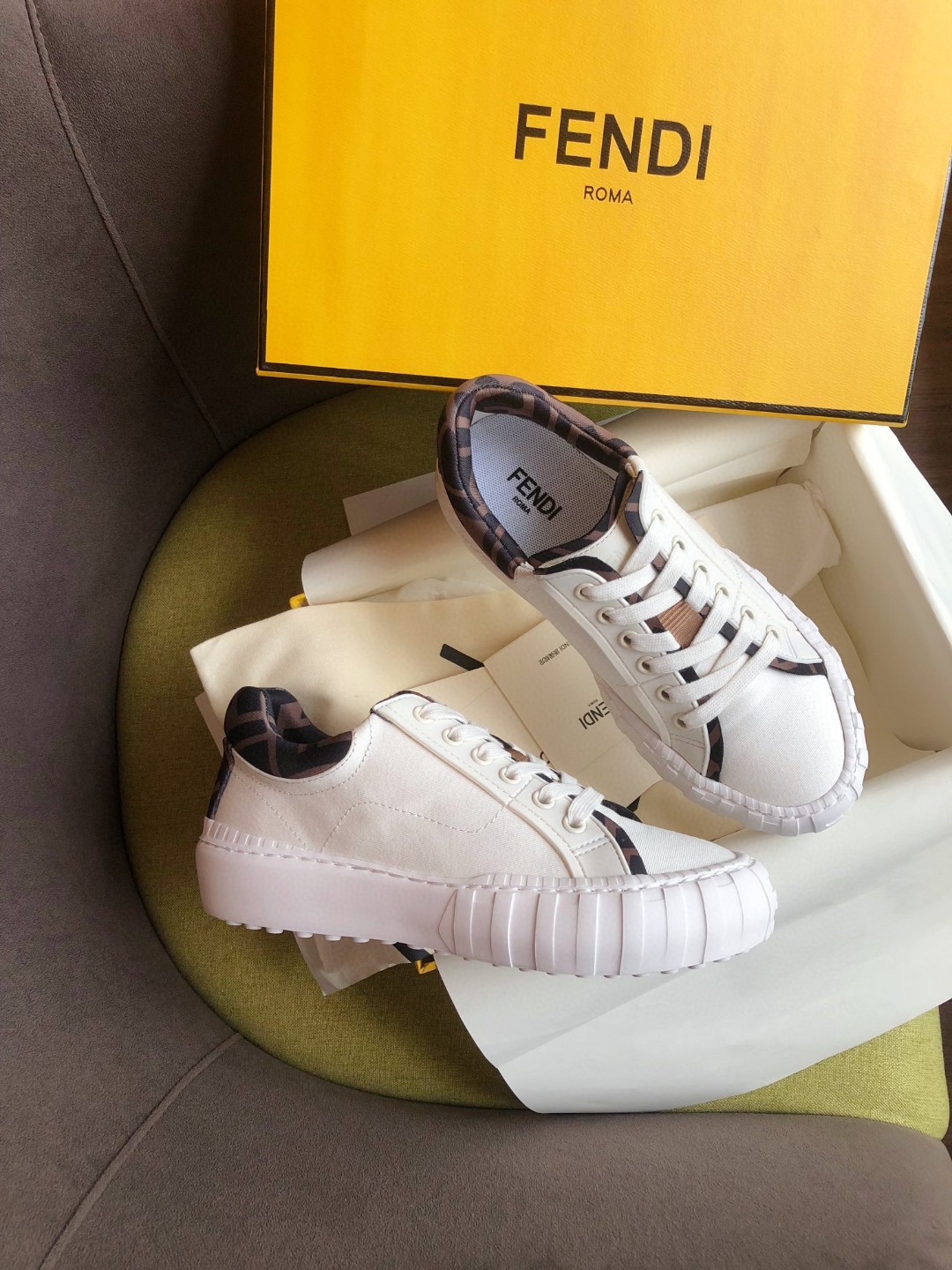 F**di Force FF Lace-Ups Sneakers White For Men 7E1414AF5A